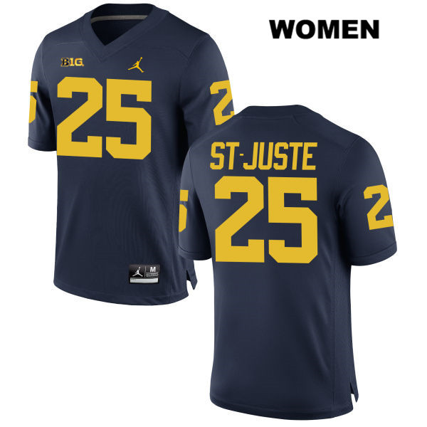Women's NCAA Michigan Wolverines Benjamin St-Juste #25 Navy Jordan Brand Authentic Stitched Football College Jersey RY25G44DG